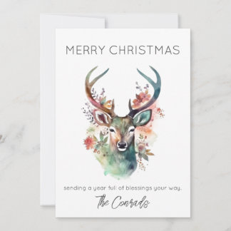Watercolor Stag Weihnachtskarte Einladung
