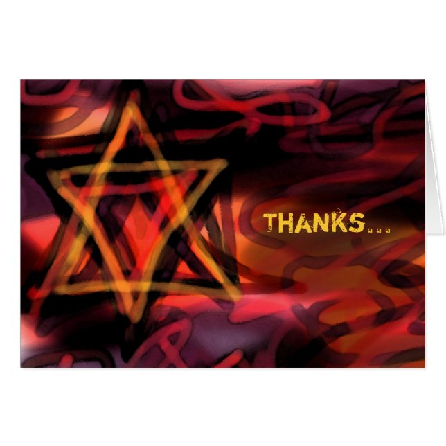 WATERCOLOR STAR Bar Bat Danke Karte (Vorderseite (Horizontal))