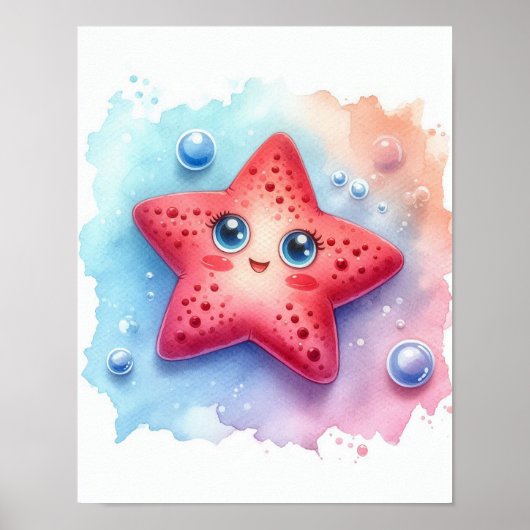 Watercolor Star Fish Poster (Vorne)