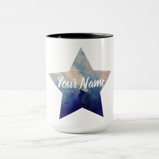Watercolor-Star-Individuelle Name Tasse (Zentrum)