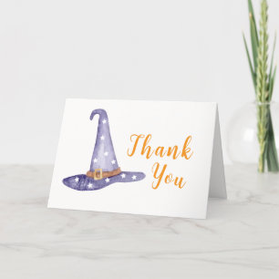 Watercolor Star Little Boo Witch Hat Baby Dusche Dankeskarte