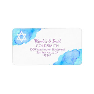 Watercolor Star von David Bat Mitzvah Return UAWG Adressaufkleber