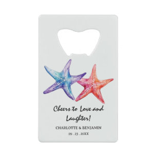 Watercolor Starfish Beach Hochzeitsgunst Geldbeutel Flaschenöffner