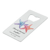Watercolor Starfish Beach Hochzeitsgunst Geldbeutel Flaschenöffner (Vorderseite Schrägansicht)