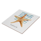 Watercolor STARFISH Küstenstrasse MARGATE Fliese (Seite)