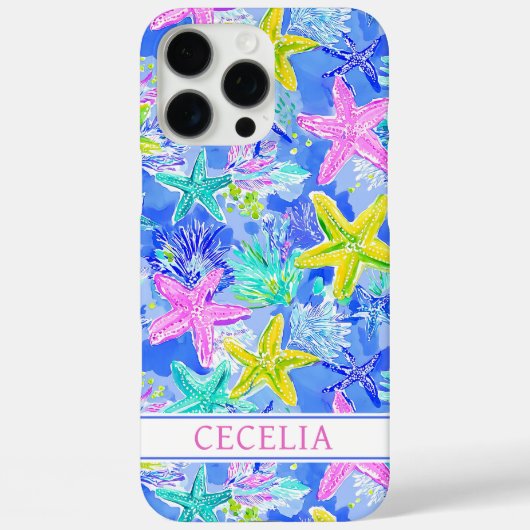 Watercolor Starfish Monogrammed Case-Mate iPhone Hülle (Rückseite)