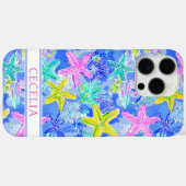 Watercolor Starfish Monogrammed Case-Mate iPhone Hülle (Rückseite (Horizontal))