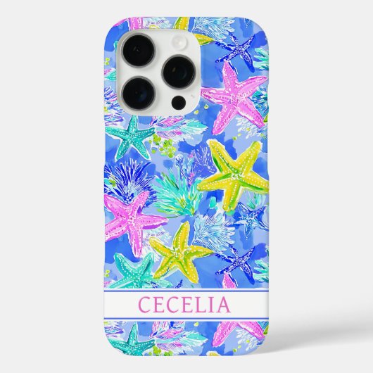 Watercolor Starfish Monogrammed  Case-Mate iPhone Hülle (Rückseite)