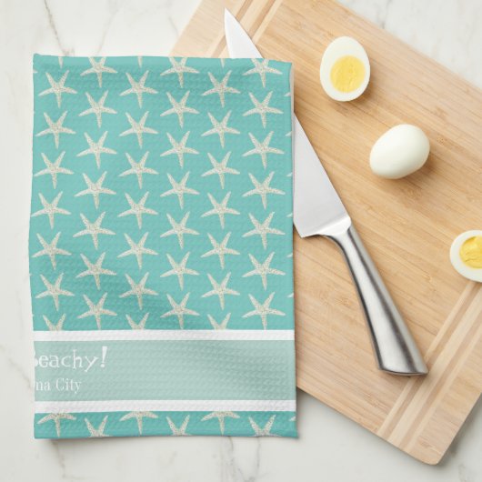 Watercolor Starfish Pattern Geschirrtuch (Viertel Falte)