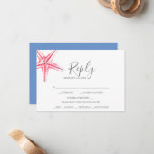 Watercolor Starfish RSVP-Karte Mitteilungskarte (Vorderseite/Rückseite Beispiel)