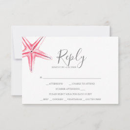 Watercolor Starfish RSVP-Karte Mitteilungskarte
