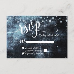 Watercolor Starry Night Celestial Wedding RSVP Karte