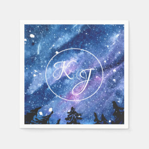 Watercolor Starry Night Sky Serviette