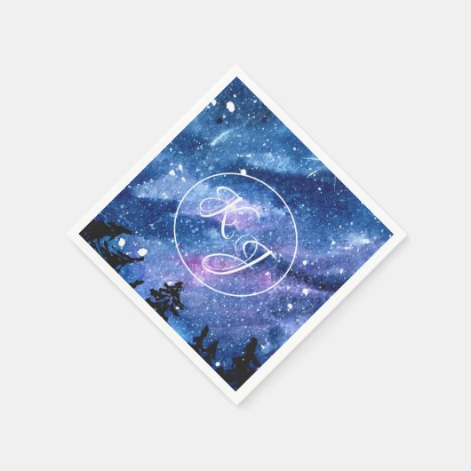 Watercolor Starry Night Sky Serviette (Ecke)