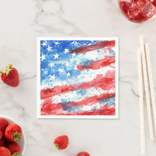 Watercolor-Stars-and-Stripes-Flag patriotisch  Serviette