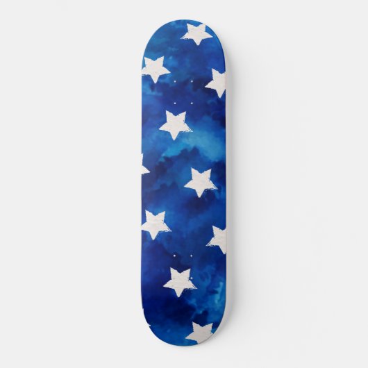 Watercolor Stars Muster Moderne Skateboard (Vorderseite)