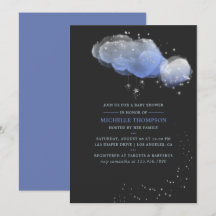 Watercolor Stars Night Sky Baby Dusche Einladung