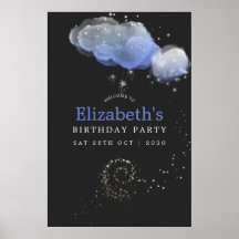 Watercolor Stars Night Sky Geburtstagsparty Willko