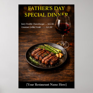 Watercolor-Steak-Dinner-Vatertag-Restaurant Poster
