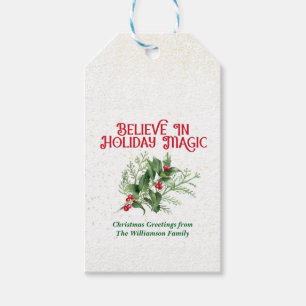 Watercolor-Stechpalme-Glaube an die Weihnachtsmagi Geschenkanhänger