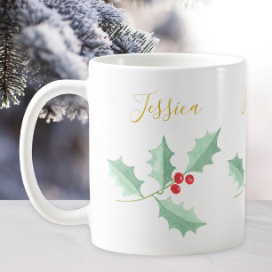 Watercolor-Stechpalme individuell Kaffeetasse