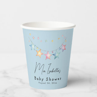 Watercolor Sterne Babydusche Papiertücher Pappbecher