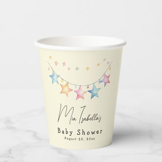 Watercolor Sterne Babydusche Papiertücher Pappbecher (Vorderseite)