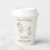 Watercolor Stork Baby Shower – Gender Neutral Pappbecher (Vorderseite)