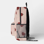 Watercolor Strawberries on Pink Grid - Valentine Bedruckter Rucksack (Rechts)