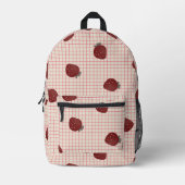 Watercolor Strawberries on Pink Grid - Valentine Bedruckter Rucksack (Vorderseite)