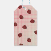 Watercolor Strawberries on Pink Grid- Valentine Geschenkanhänger (Rückseite)