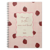 Watercolor Strawberries on Pink Grid- Valentine Notizblock (Vorderseite)
