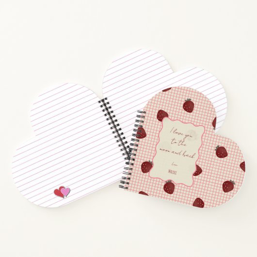 Watercolor Strawberries on Pink Grid- Valentine Notizblock (Innenseite)