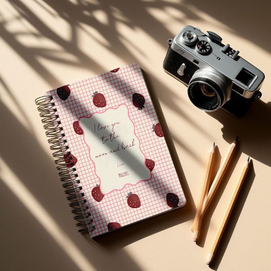 Watercolor Strawberries on Pink Grid- Valentine Planer