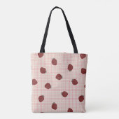 Watercolor Strawberries on Pink Grid - Valentine Tasche (Rückseite)