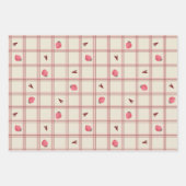 Watercolor Strawberries on Pink Plaid – Valentine Geschenkpapier Set (Vorderseite 2)