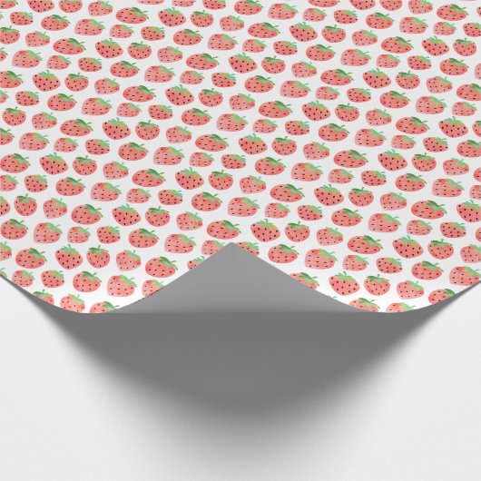 Watercolor Strawberries Wrapping Paper Geschenkpapier (Ecke)
