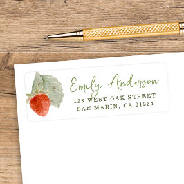 Watercolor Strawberry Baby Shower Return Address
