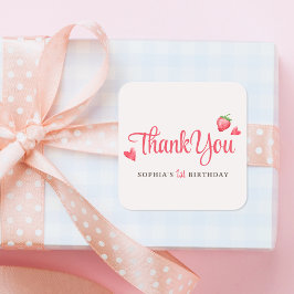 Watercolor Strawberry Berry Erster Geburtstag Gefa Quadratischer Aufkleber