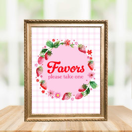 Watercolor Strawberry Birthday Party Gefallen Poster