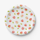 Watercolor Strawberry Birthday Party Pappteller (Vorderseite)