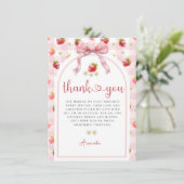 Watercolor Strawberry Birthday Vielen Dank Dankeskarte (Stehend Vorderseite)