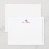 Watercolor Strawberry Blue Border Personalized Mitteilungskarte (Vorne/Hinten)