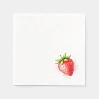 Watercolor Strawberry Cute Party Event Serviette
