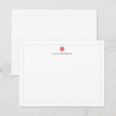 Watercolor Strawberry Green Border Personalized Mitteilungskarte (Vorne/Hinten)