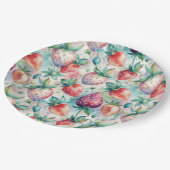 Watercolor Strawberry Pappteller (Schrägansicht)