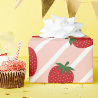 Watercolor Strawberry Pattern Wrapping Paper Geschenkpapier