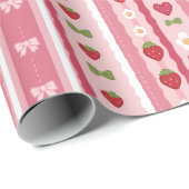 Watercolor Strawberry Pattern Wrapping Paper Geschenkpapier (Rolleneckpunkt)