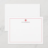 Watercolor Strawberry Red Border Personalized Mitteilungskarte (Vorne/Hinten)