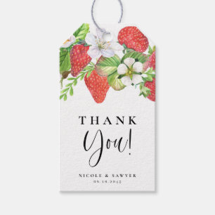 Watercolor Strawberry Summer Wedding Vielen Dank Geschenkanhänger